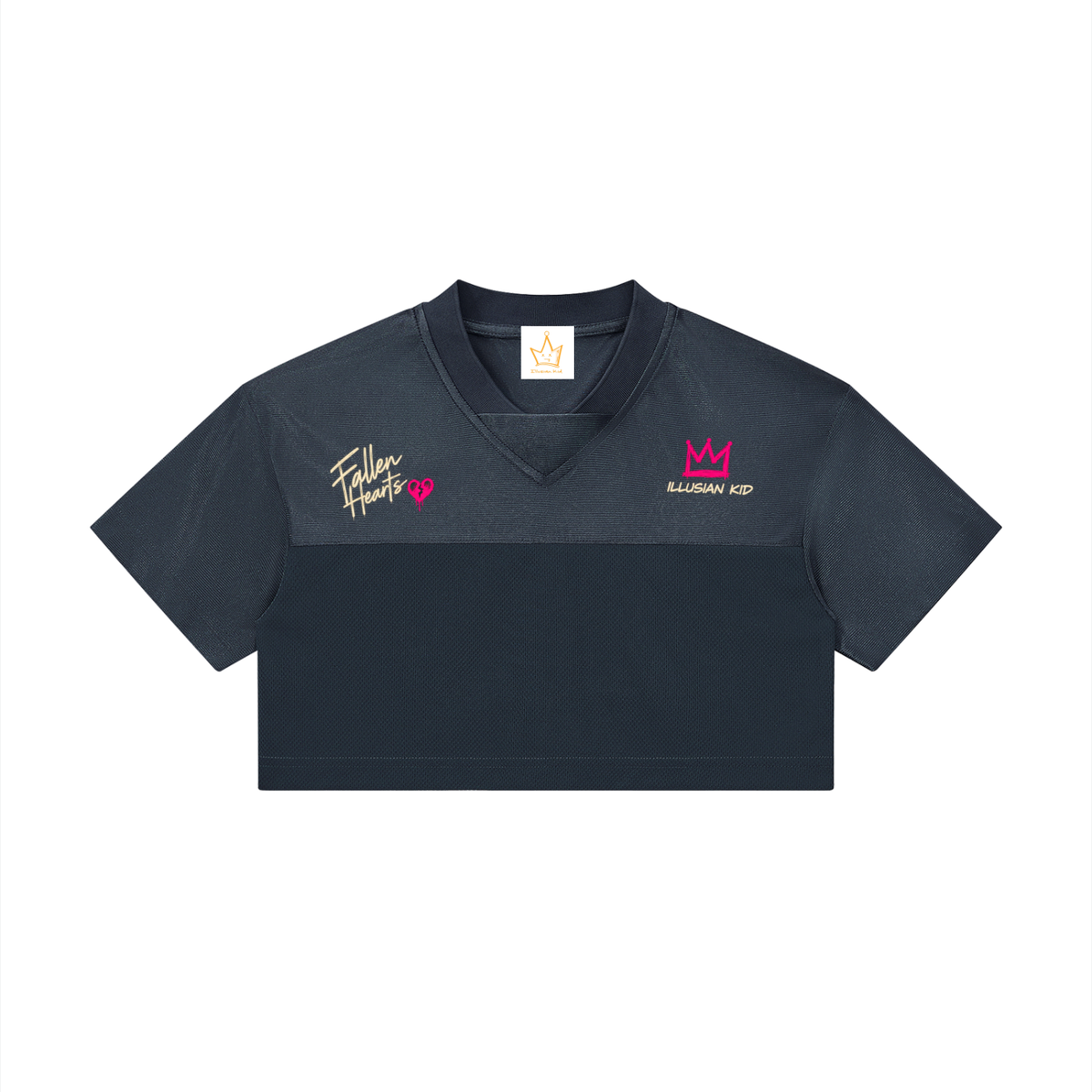 Fallen Hearts, Lifted Crown, Women’s Cropped Paneled V-Neck Jersey