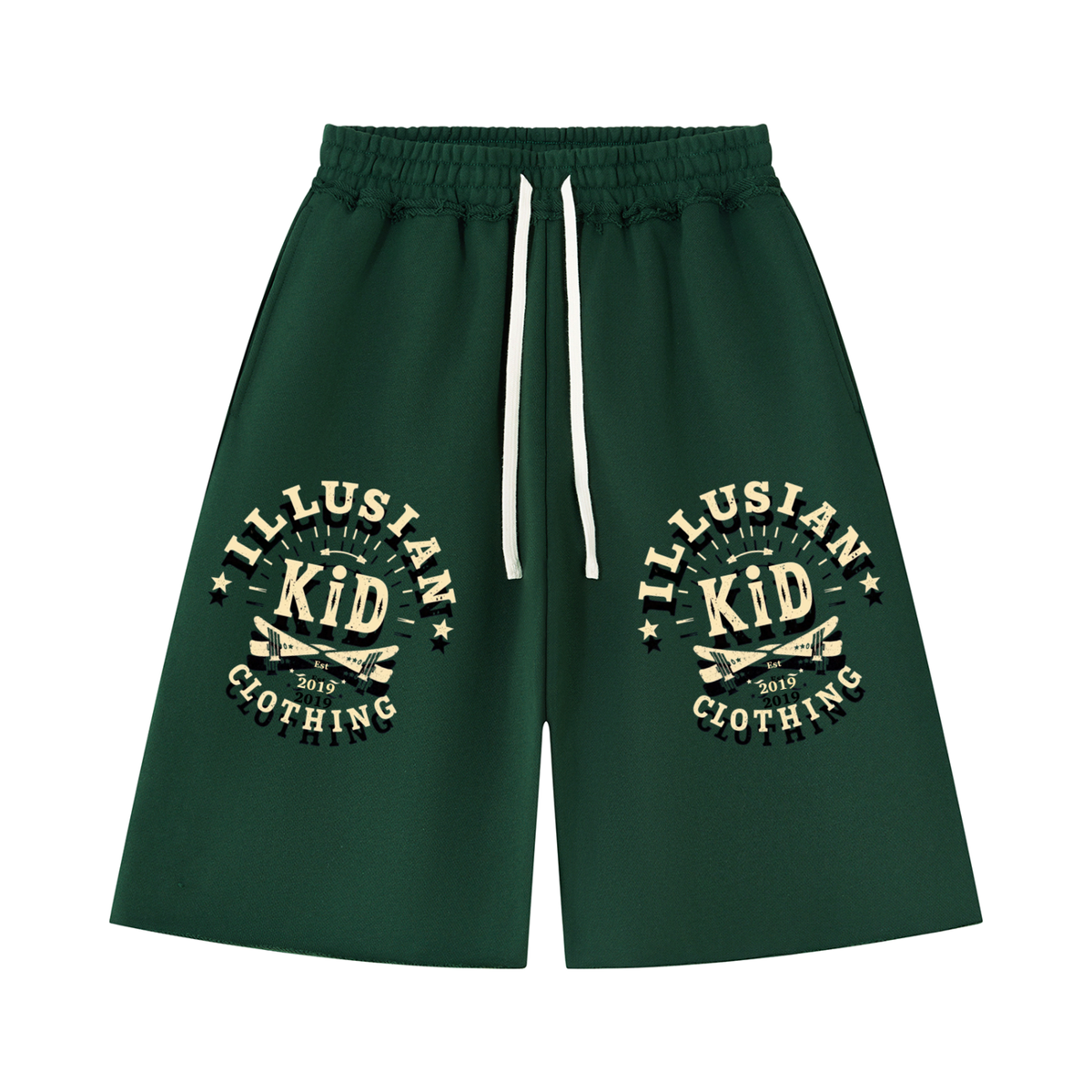 Vintage Illusian Kid, Unisex Heavyweight Raw Edge Shorts