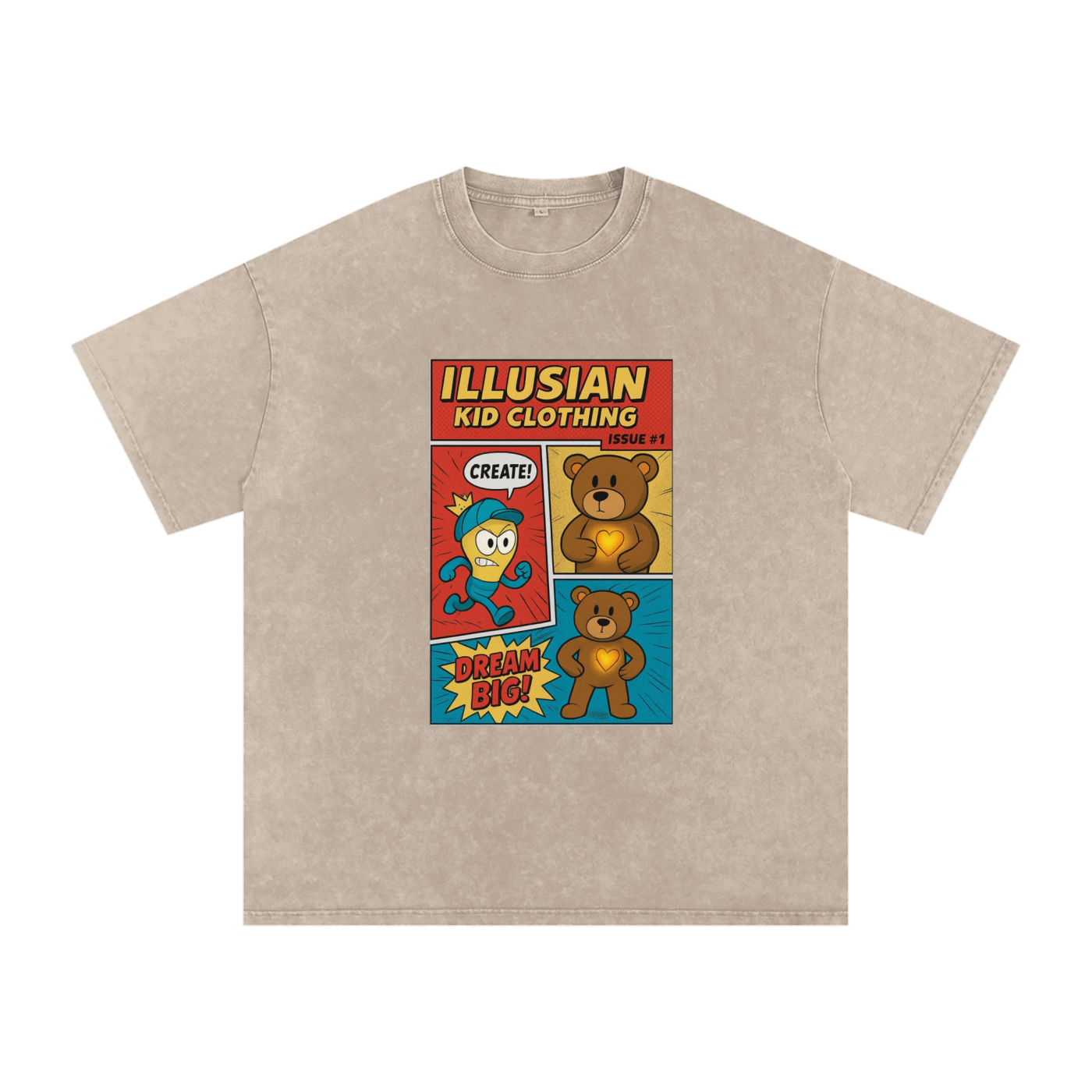 Illusian Kid Comics, Issue #1 Snow Washed Oversized Cotton T-Shirt